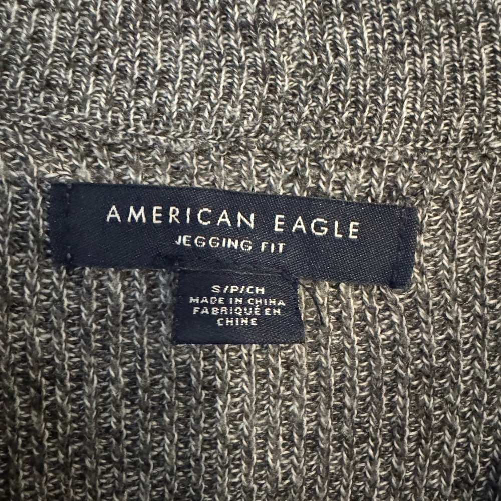 American Eagle Outfitters Gray and Gold Striped Jegging Fit Crewneck Sweater - Picture 4 of 6